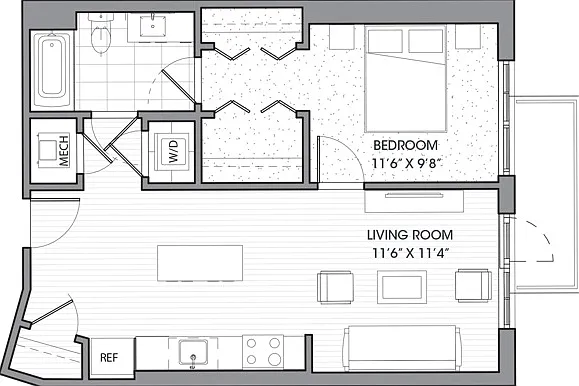 One Bedroom One Bath (695 SF) One Bedroom One Bath (695 SF)