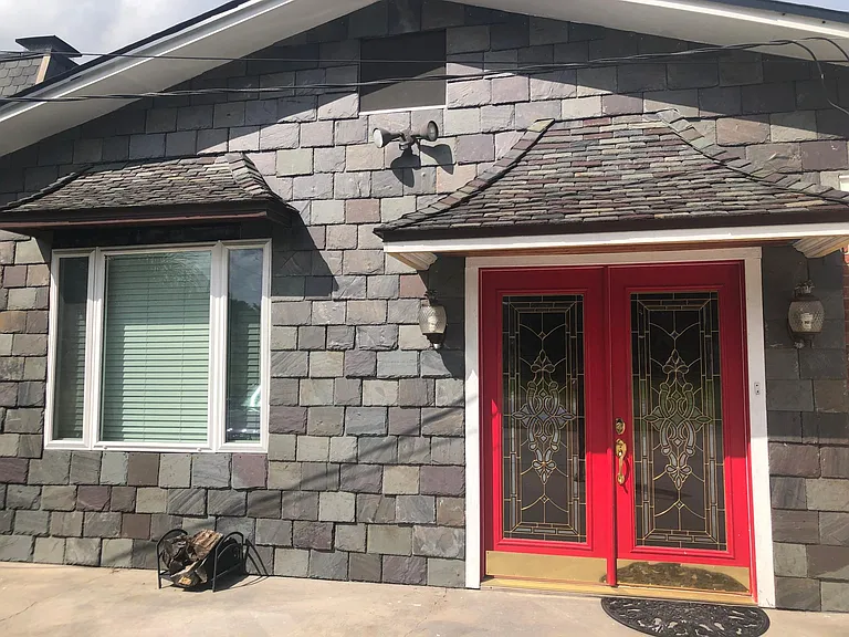 Side French door entrance.