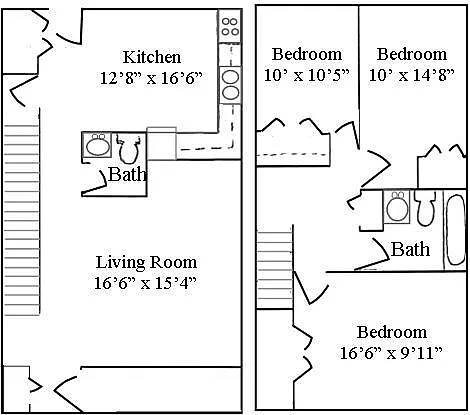 Floor plan 3 Bed 2 Bath
