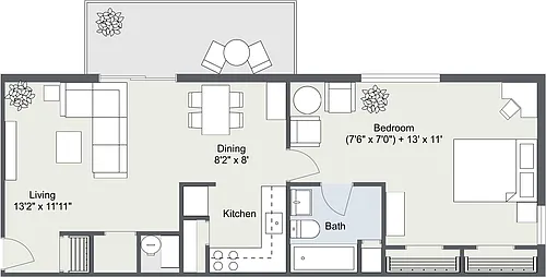 Floor plan 1 Bedroom Apartment