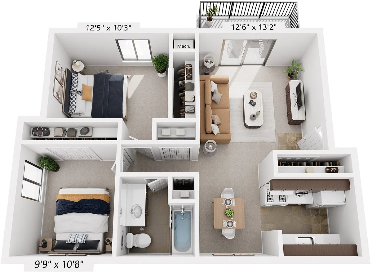 Floor plan Two Bedroom Deluxe