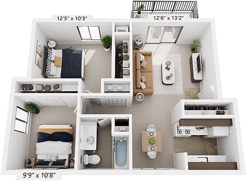 Floor plan Two Bedroom Deluxe