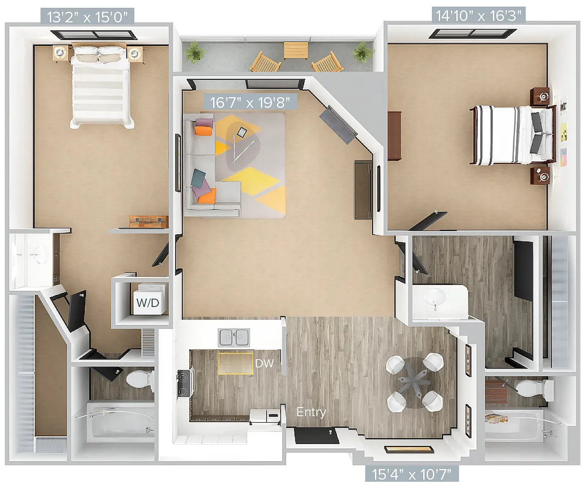 Floor plan B_2B2B_963SF_402-Premier
