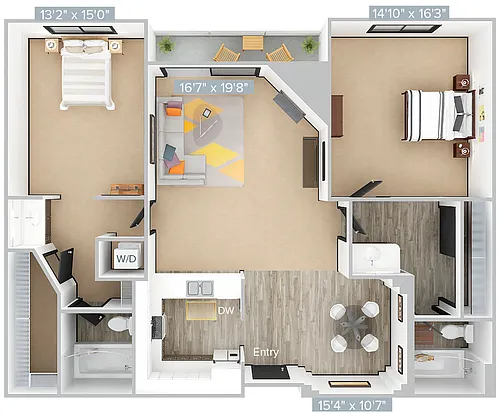 Floor plan B_2B2B_963SF_402-Premier