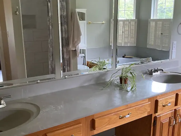 Master bathroom is large and airy