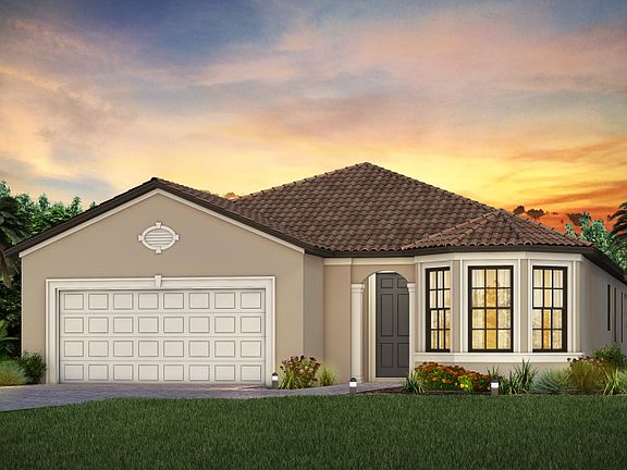 The Mainstay, a one-story single family home with a 2 car garage, shown as home exterior FM2
