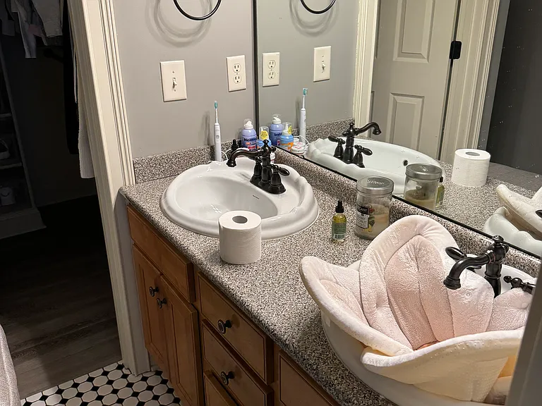 Private master bathroom with double sink