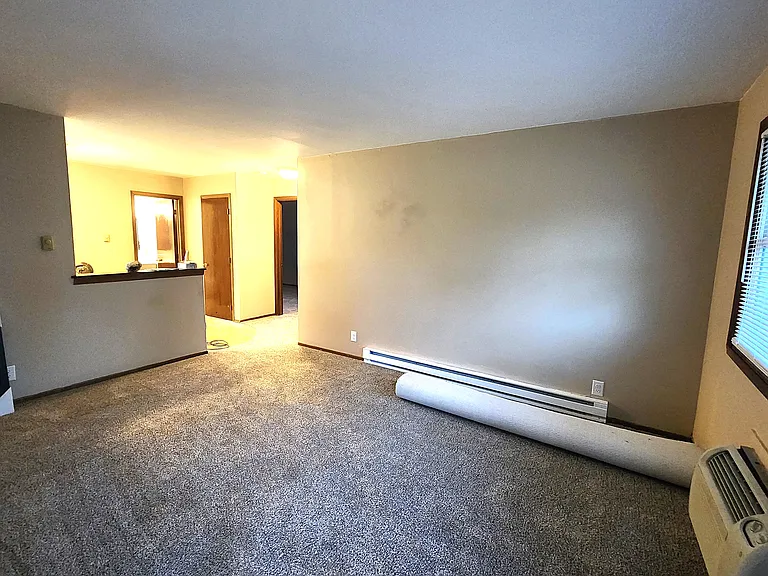 New Carpet in Living Room. Total sq. footage of apartment is 850