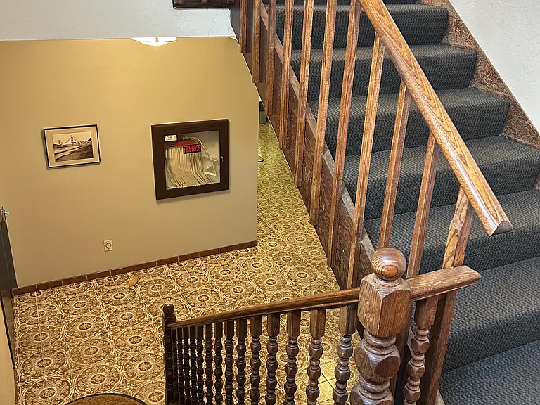 Building includes two staircases and an elevator