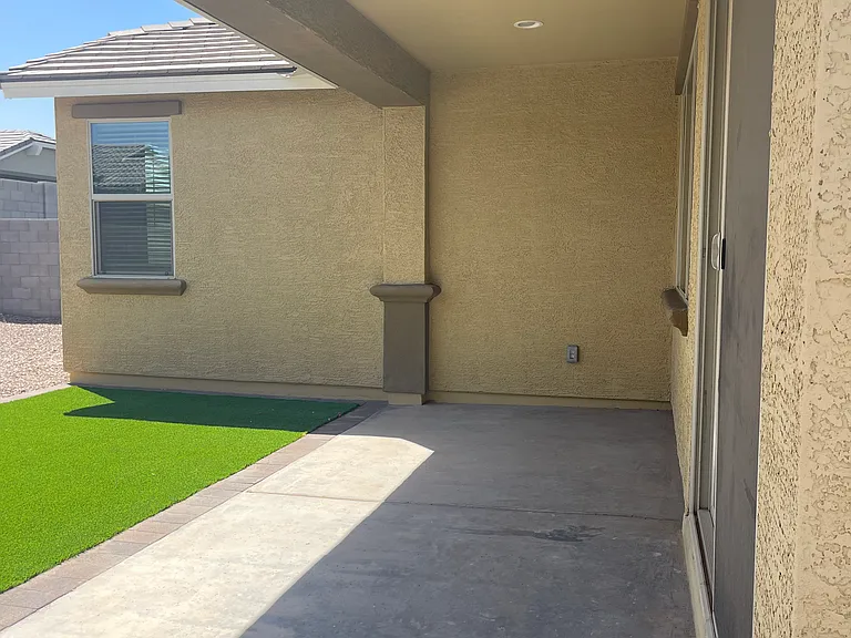 Patio and turf.