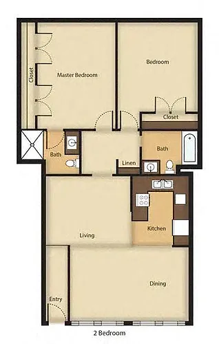 Floor plan 2 Bedroom, 2 Bathroom