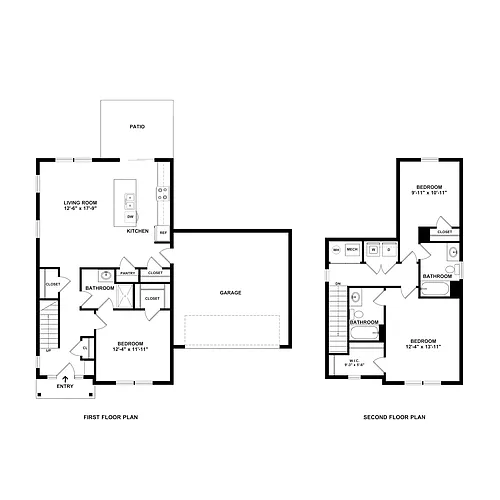 Floor plan 3 Bed/3 Bath Townhome with Kitchen Island