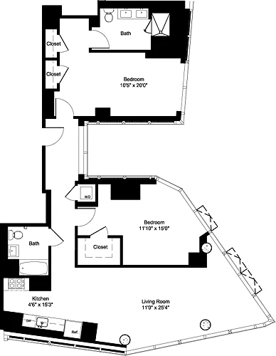 Floor plan Two Bedroom D 21-22