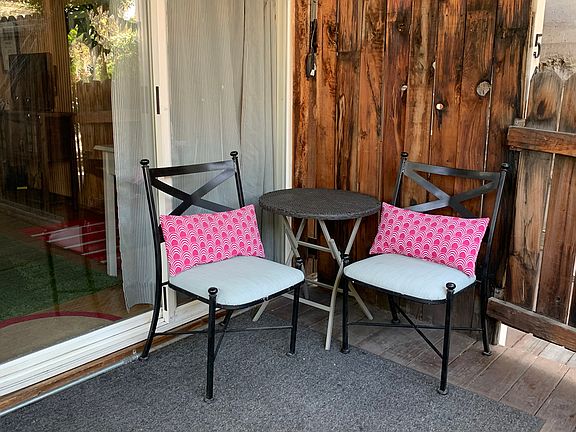 covered private outdoor fenced deck