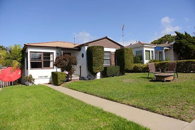 Front of house, driveway to garage and back yard is just off the left side of image