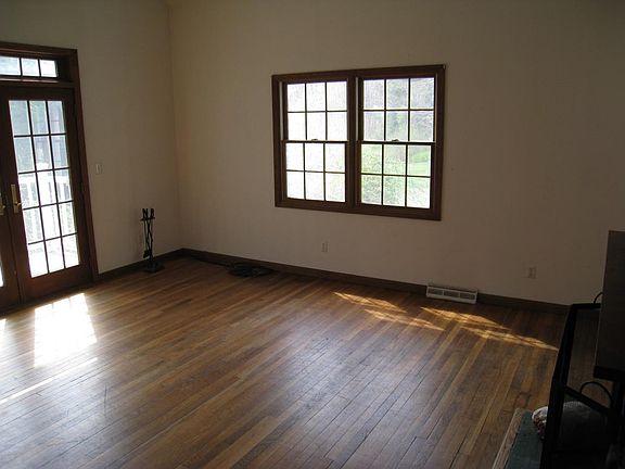 Living room with doors to deck