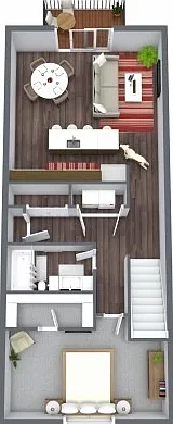 Villa 1-Bedroom Floorplan With Attached Garage