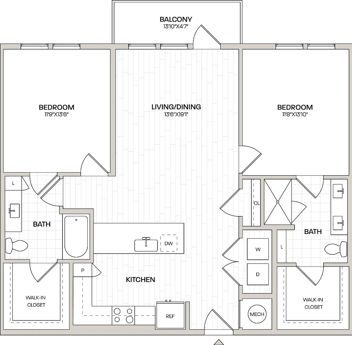 Floor plan 2 Bed/2 Bath-B2