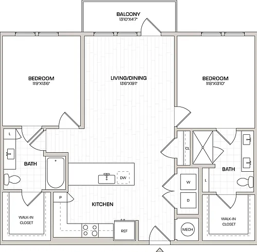 Floor plan 2 Bed/2 Bath-B2