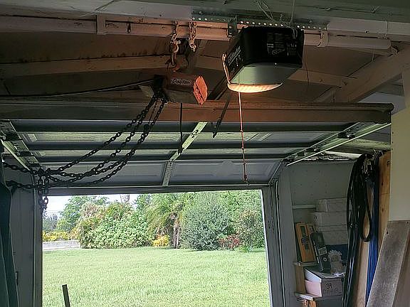 Automatic garage door on barn