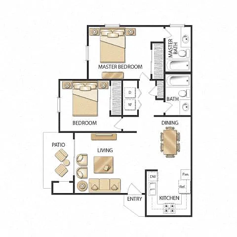 Floor plan Plan B Two Bedrooms Renovated