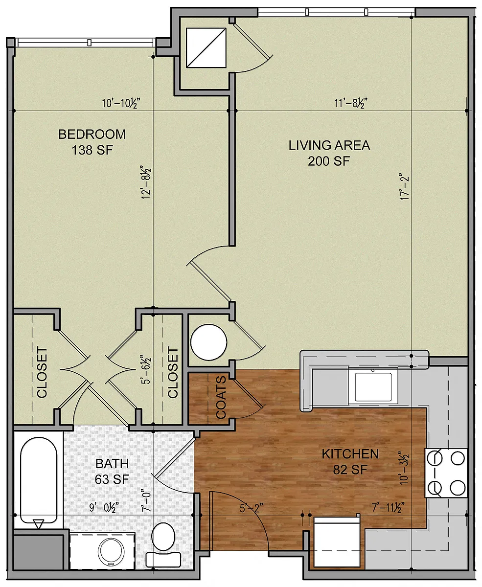 Floor plan One Bed One Bath Medium