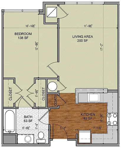 Floor plan One Bed One Bath Medium