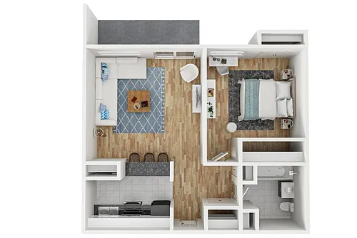Floor plan 1 Bedroom 1 Bath Plan A - Towers