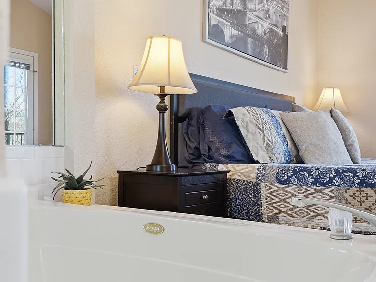 Master bathroom and bedroom