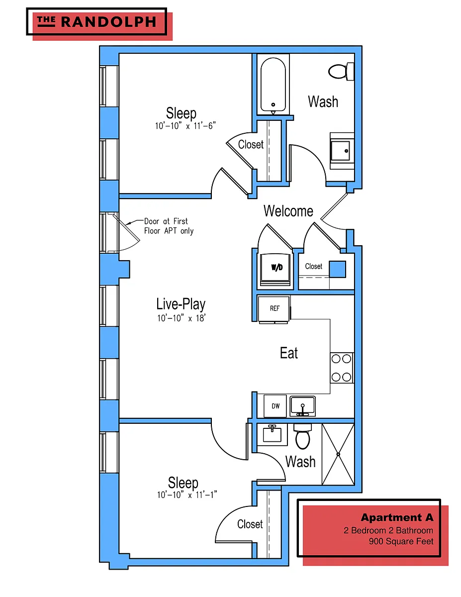 Floor plan 2Bed 2Bath A
