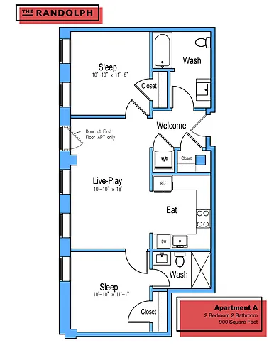 Floor plan 2Bed 2Bath A