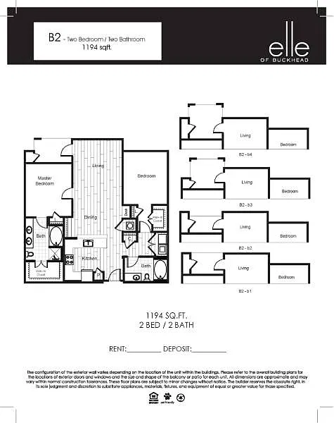 Floor plan 2 Bedroom 2 Bath (B2)