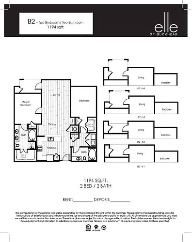 Floor plan 2 Bedroom 2 Bath (B2)