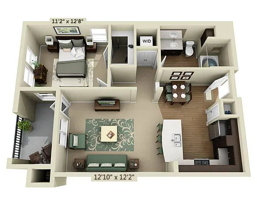 Floor plan One Bedroom A1F