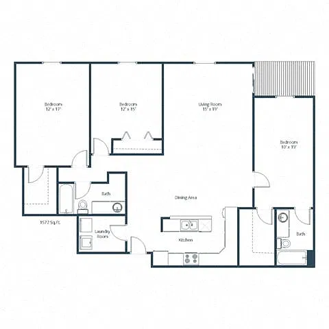 Floor plan Three Bedroom 32B