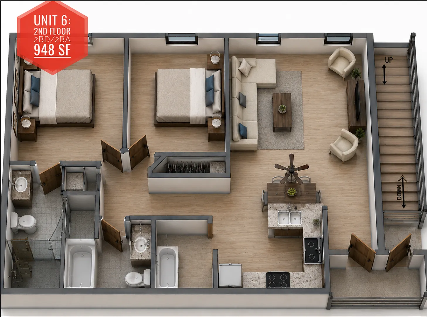 2 BD 2 BA 2nd Floor — Photo 3
