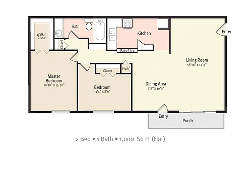 Floor plan Two Bedroom One Bath