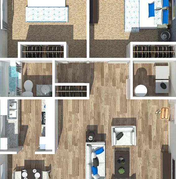 Explore this beautifully designed two-bedroom apartment floor plan, perfect for modern living. Explore this beautifully designed two-bedroom apartment floor plan, perfect for modern living.