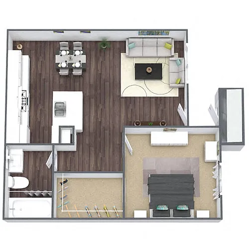 Floor plan A2: 1 Bed 1 Bath