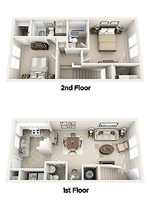 Floor plan 2 Bed 2.5 Bath - B2