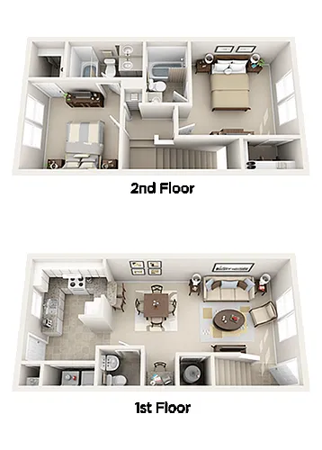 Floor plan 2 Bed 2.5 Bath - B2