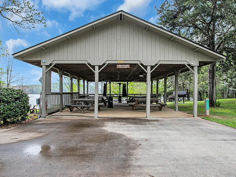 Community gazebo at lake