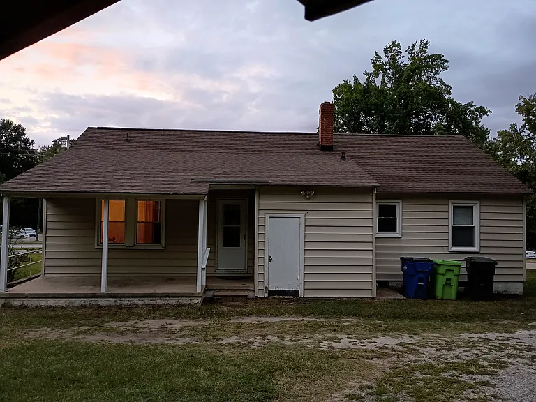 View from rear with covered porch