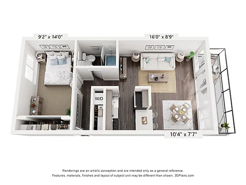 Floor plan 1 Bed 1 Bath 670