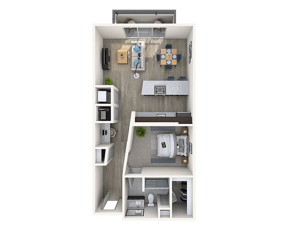 Floor plan One Bedroom A1J