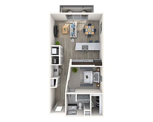 Floor plan One Bedroom A1J