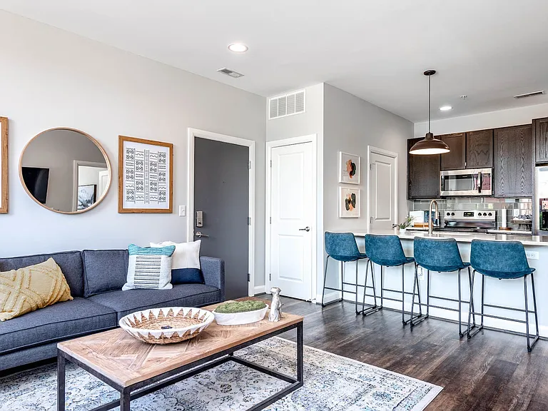 Foundry Model Living Room and Kitchen