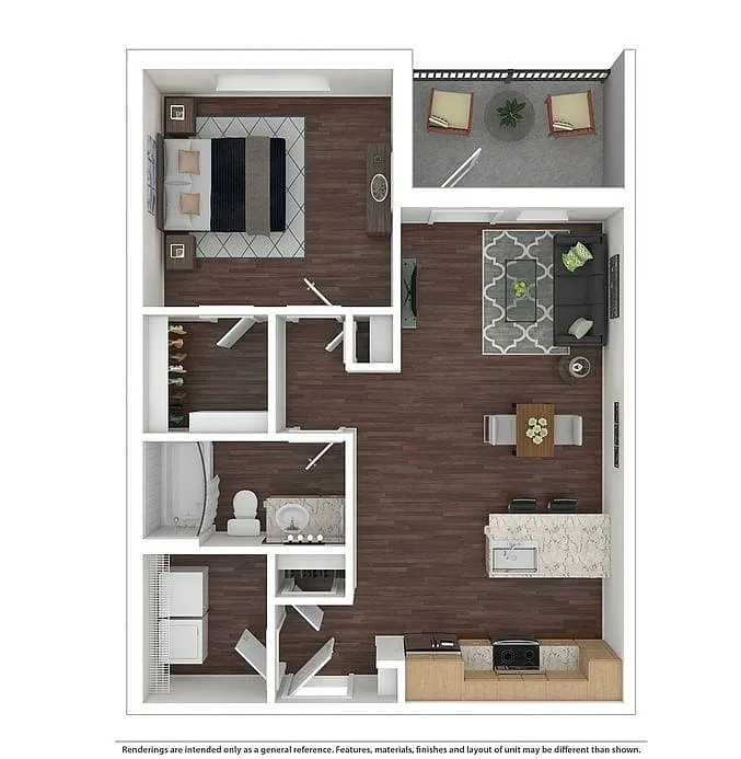 Floor plan A2 - One Bedroom, One Bathroom