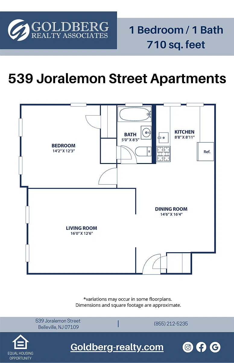 Floor plan One Bedroom 1 bath