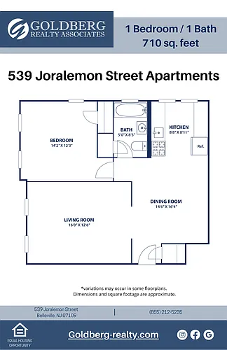 Floor plan One Bedroom 1 bath